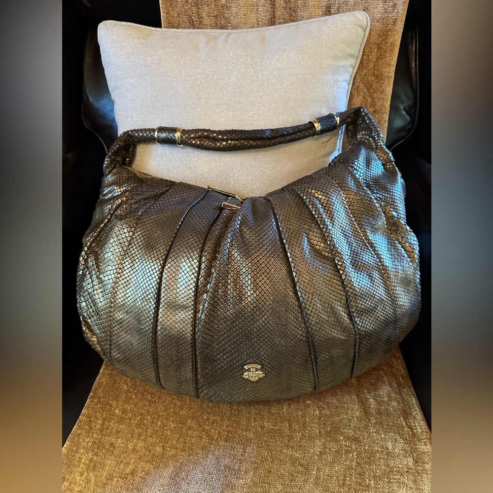 Beautiful Bally Python Metallic Bronze Hobo Bag